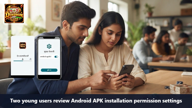 Two young users review Android APK installation permission settings