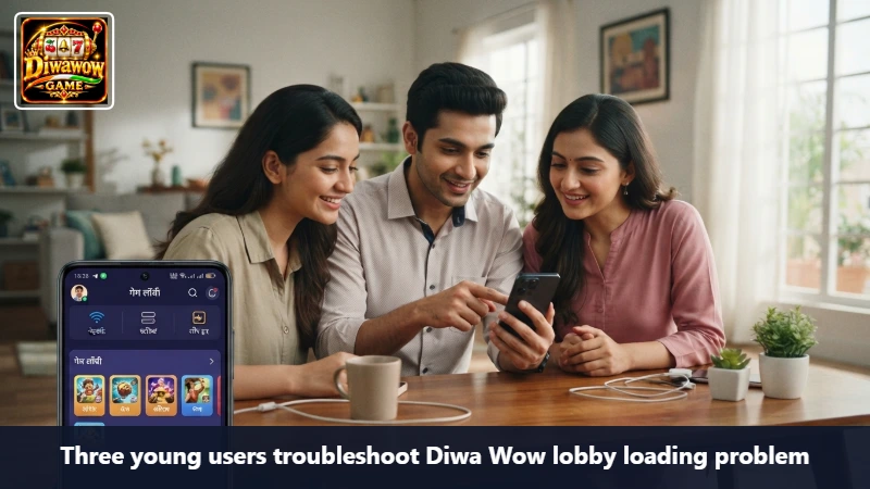 Three young users troubleshoot Diwa Wow lobby loading problem